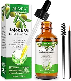 Organic Jojoba Oil 60ml, 100% Pure & Natural Cold Pressed Moisturizing Multi-Purpose Jojoba Oil for Face Body Hair Nails,Natural Carrier Facial Oil for Gua Sha Massage,Suitable for Men