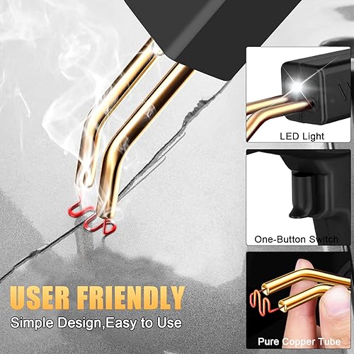 Miniatura 5 de Kit de soldador de plástico GNI de 200W, kit de reparación de plástico con 1000 grapas, kit profesional de soldadura de plástico, kit de reparación