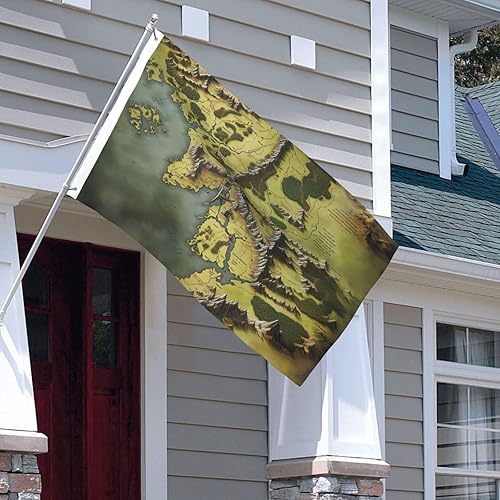 Miniatura 6 de Bandera de jardín impresa con mapa de la Tierra Media de 3 x 5 pies, bandera para exteriores, bandera de brisa, banderas a prueba de decoloración