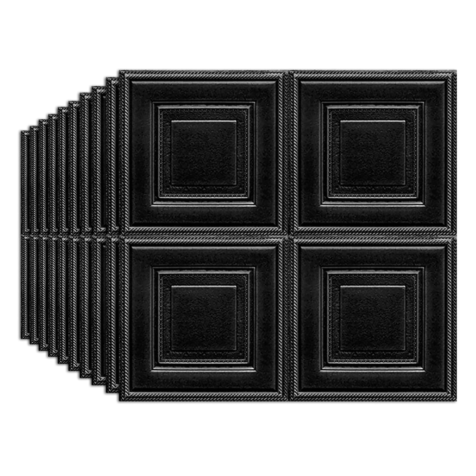 Anttyscar 3D Grid Panels Wall Panel Wallpaper - Self-Adhesive and Waterproof Foam Panels, Easy to Install Peel and Stick Design for Home Decor, Black, 60-Pack 70x70cm