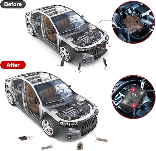 Miniatura 2 de Repelente de roedores 2 en 1, repelente profesional de ratones debajo del capó y repelente ultrasónico de ratones para interiores con luz