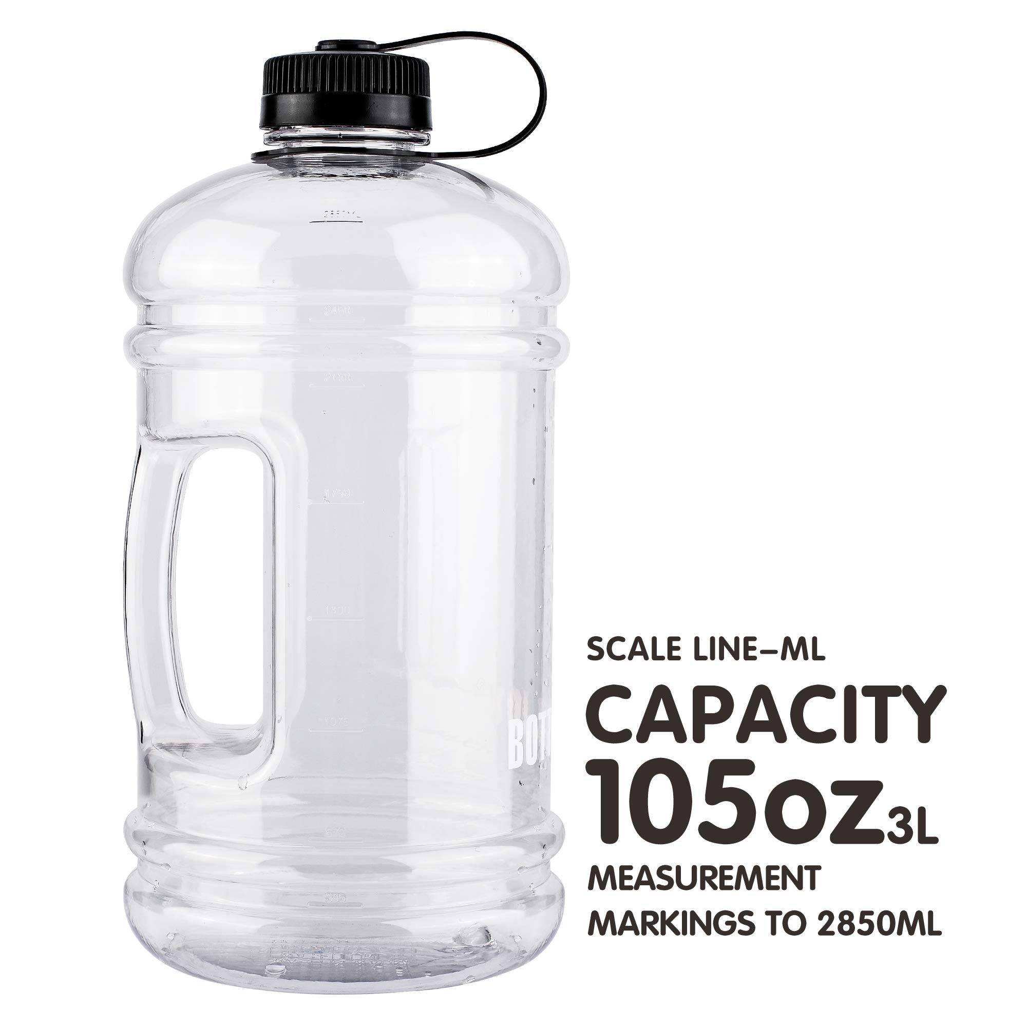 BOTTLEDJOY 2.2Litre Big Water Bottle,Large Water Bottle with Handle,Lightweight Water Jug Hydrate Container with Dust Cap for Outdoor,Leakproof Plastic Half Gallon Fitness Sports Water Bottle for Gym
