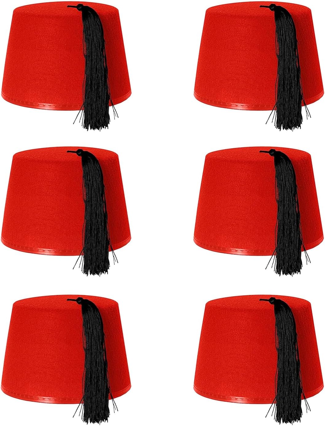 Red Fez Hat - Red Felt Fez with Black Tassel - Kuki Fez Hat Cold War Russian Turkish Arabian Time Travelling Doctor Fancy Dress Accessory