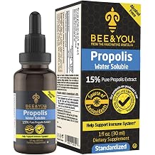 BEE and You 15% Pure Propolis Water Soluble Extract - High Potency - Zero Sugar - Zero Calorie - Natural Immune Support&Sore Throat Relief Antioxidants, Keto, Paleo, Gluten-Free, 1 Fl Oz