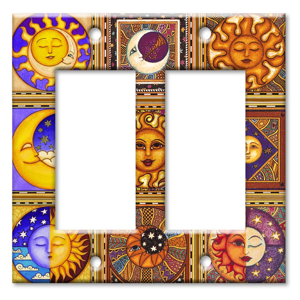 Celestials Theme Metal Wall Plate - Double Gang Decora / Rocker / GFCI Switch Plate - Image by Dan Morris