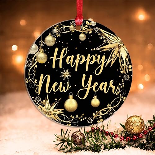 Vista 33 de Christmas Ornament Merry Christmas Y'all Ornament for Christmas Tree Decor Gold Snowflake Ball Wreath Xmas Tree Decorations 3in Acrylic Ornament