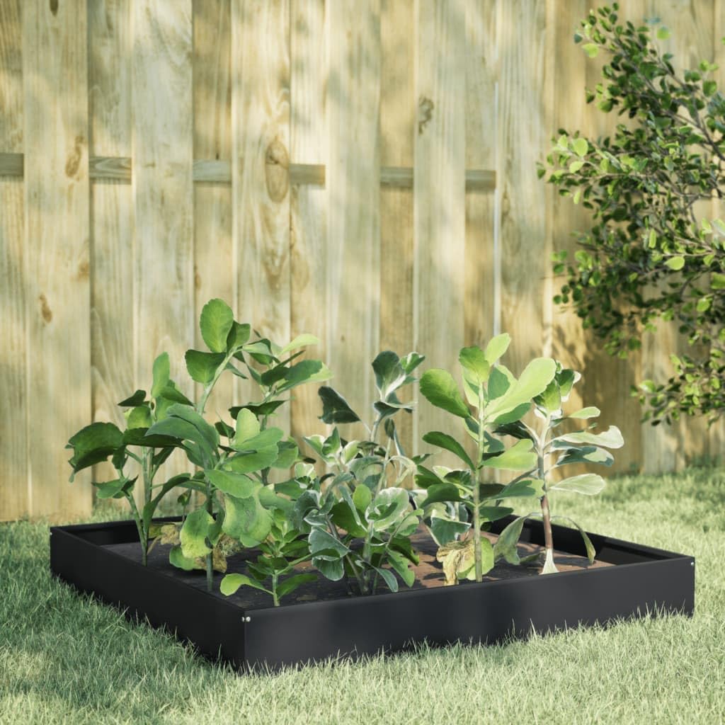 Arriate de Acero Negro 100x100x26 cm, Mesa De Cultivo, Huerto Domestico, Cultivo De Plantas Aromaticas, Arriate De Jardín - 851017