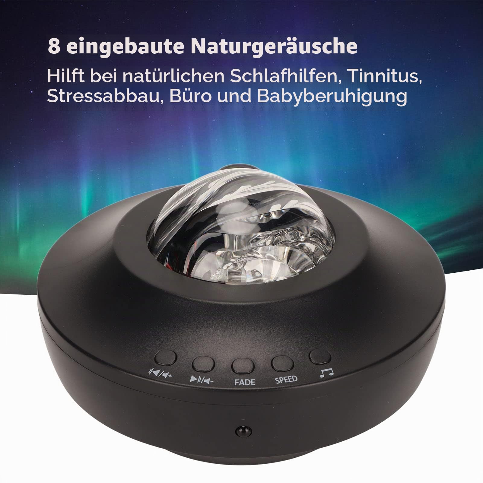 Northern Lights Aurora Projektor, 5 in 1 White Noise Lights Sternenprojektor mit Bluetooth Lautsprecher, Timer und Fernbedienung Projektor Nachtlicht Projektor für Schlafzimmer, Decke
