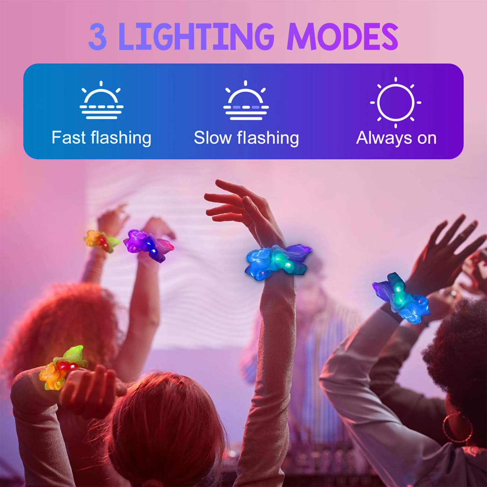 10 Pcs LED Scrunchies, LED Light Up Headband Elastic Hair Bands - Image 3