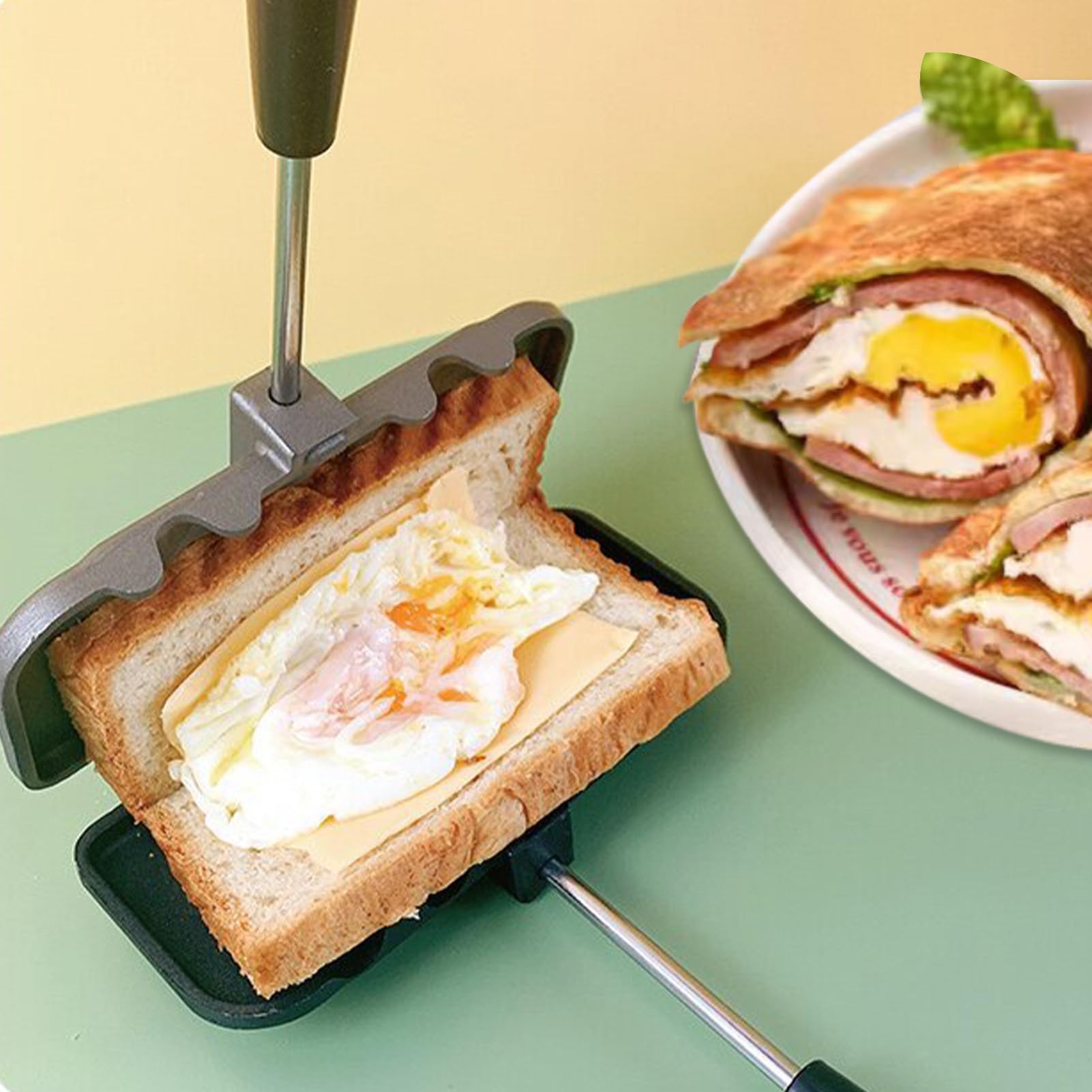 Toasted Sandwich Maker - Padella laterale per fornello, griglia per toast riutilizzabile | Fornello antiaderente compatto, padella sicura per frittelle, frittata vegetariana, uova fritte, cucina