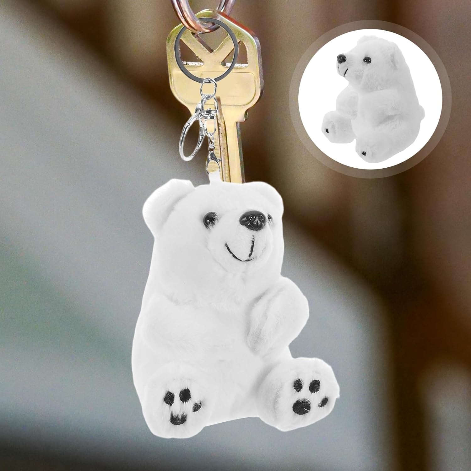 LOGOFUN 6pcs Lovely Polar Bear Keychain Cute Amimal Backpack Pendant for Girls Bag Decorations