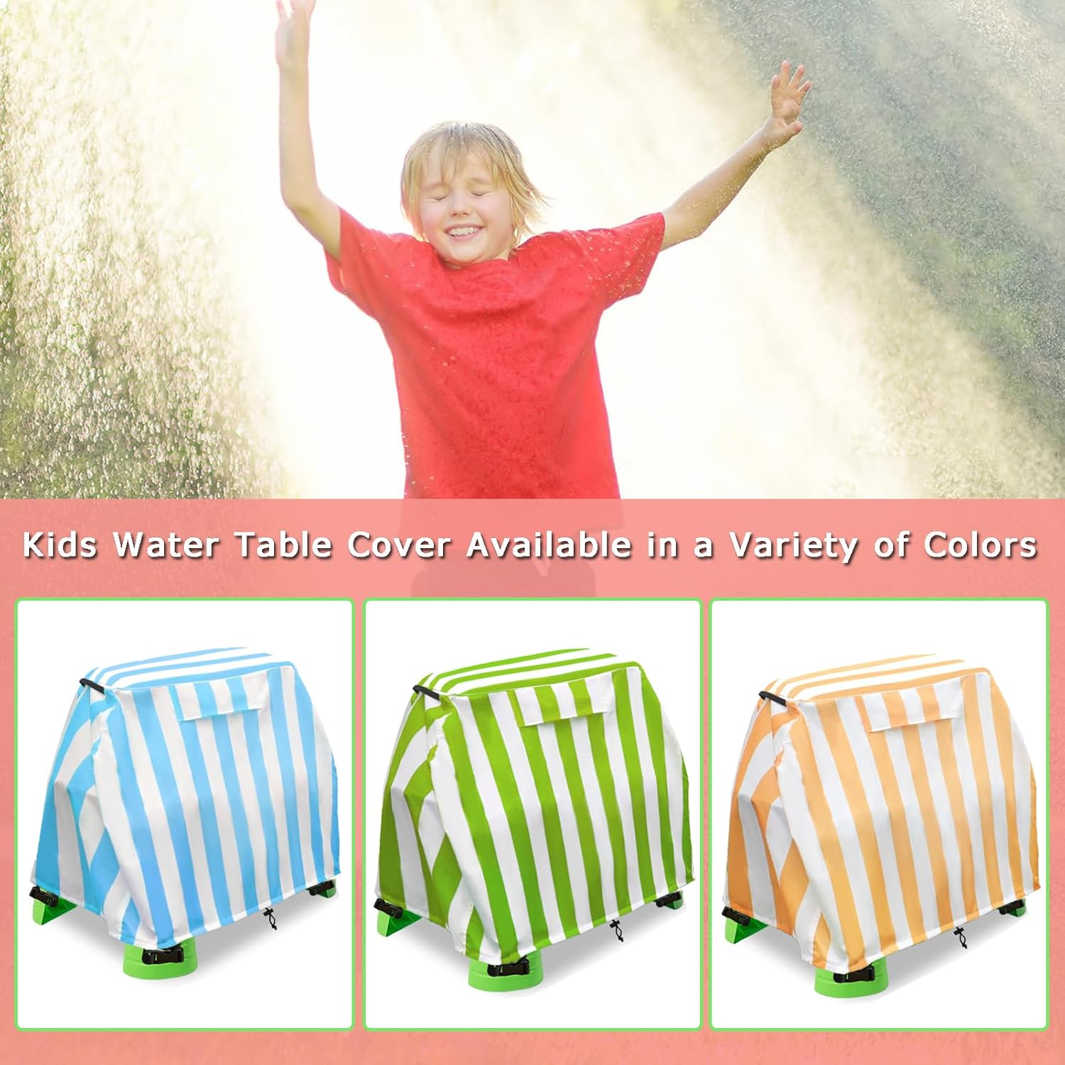 Kids Water Table Cover Fit Step2 Rain Showers Splash Pond Water Table, Step 2 Water Table Accessories Waterproof Dust Proof Anti-UV Cover -Cover Only(Orange-White, 41''Wx25''Dx33''H)