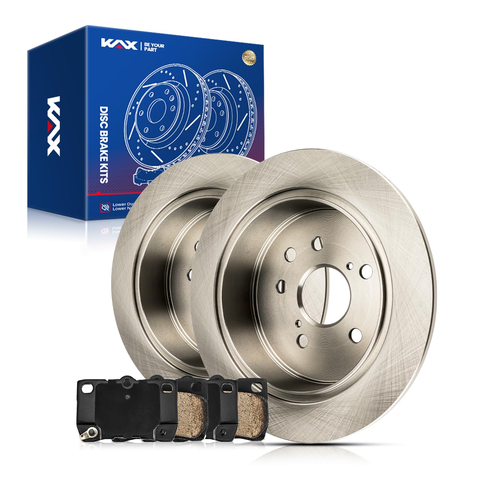 kax rear brake kit, oe brake rotors and ceramic brake pads | fits volkswagen passat 2015-2021, gti 2015-2018, golf 2015-2021, golf alltrack 2017-2019, golf sportwagen 2015-2019