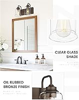 Vista 3 de zeyu Accesorios de Iluminación para Baño en Bronce Aceitado, Lámpara de Tocador de Baño de 2 Luces, Apliques de Pared Estilo Granja de 12.5 Pulgadas