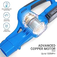 Vista 2 de WISETOOL Soplador de hojas inalámbrico de 20 V con batería y cargador, soplador de hojas funciona con pilas, soplador de hojas eléctrico recargable