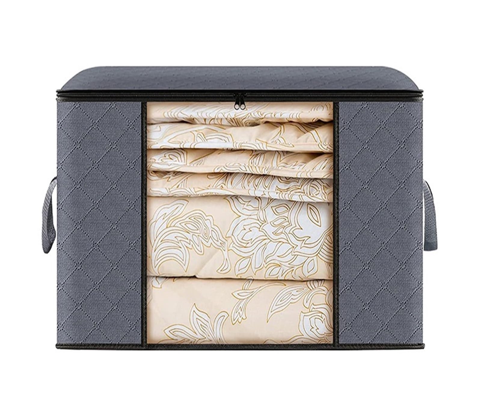 RRYPBOVG Foldable Blanket Storage Bags 3PCS Foldable Blanket Clothes Storage Bags Bedroom Cabinet Containers Organizing with Lids and Handle Large Capacity Storage Bags(90L(60X43X35)