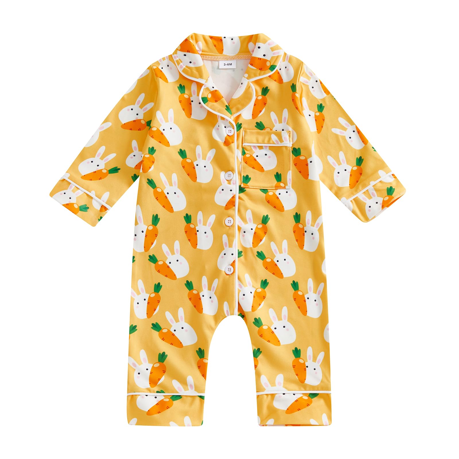 Balaflyie Baby Girl Button Down Pajamas Romper One-Piece Jumpsuit Long Sleeve Sleeper Infant Sleepwear