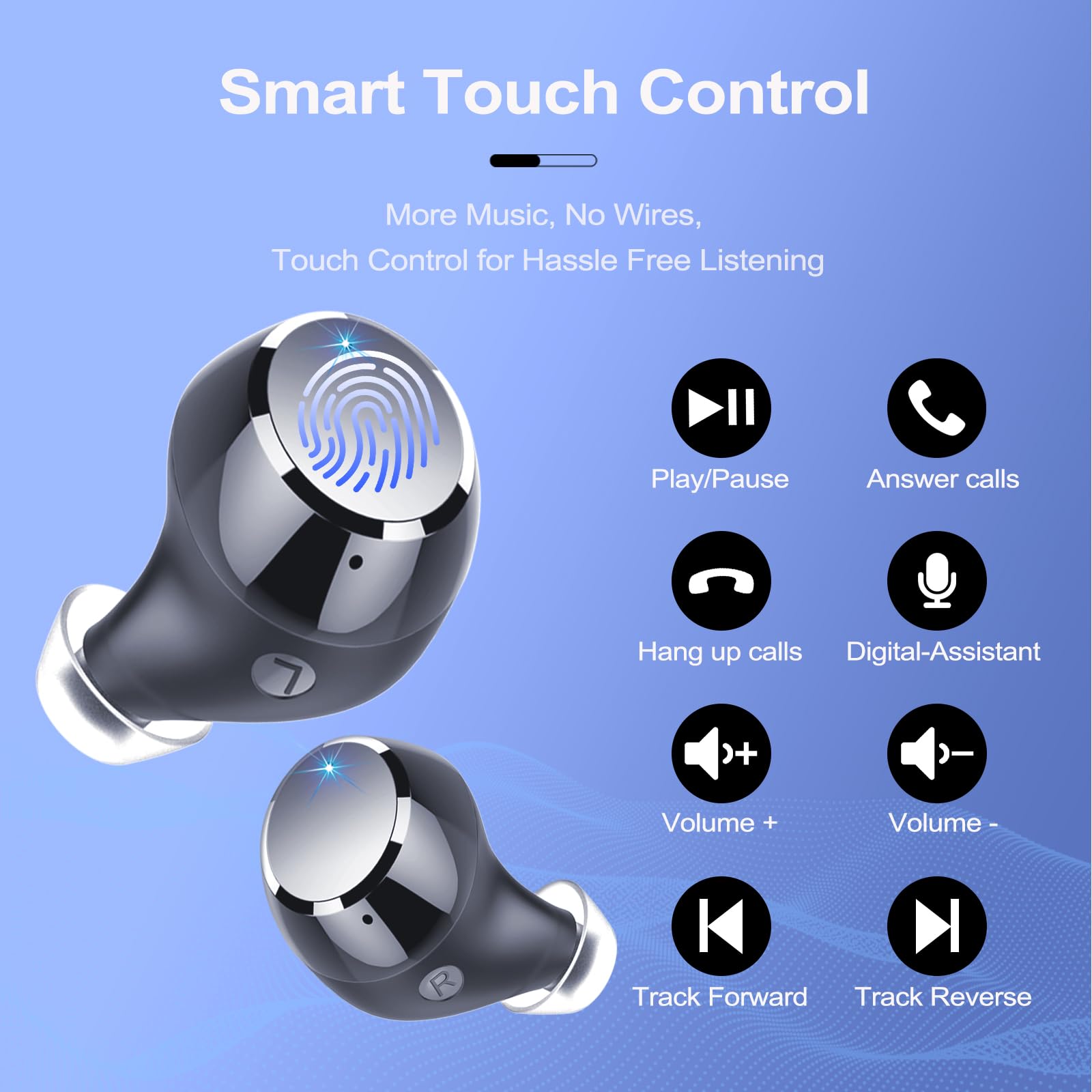 Auriculares Bluetooth 2026, auriculares in-ear inalámbricos Bluetooth 5.3 con micrófono de cancelación de ruido, auriculares estéreo HiFi de 128 H con graves profundos, IP7 resistentes al agua