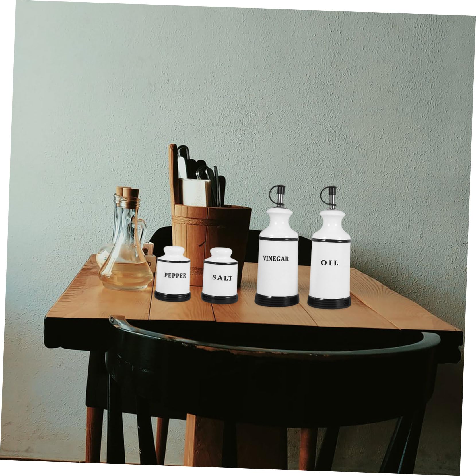 Garneck 4piezas Frascos De Condimentos De Cerámica Dispensador De Aceite y Vinagre Para Cocina Organizador De Especias Mantiene Los Condimentos Unidades Hogar y Restaurante