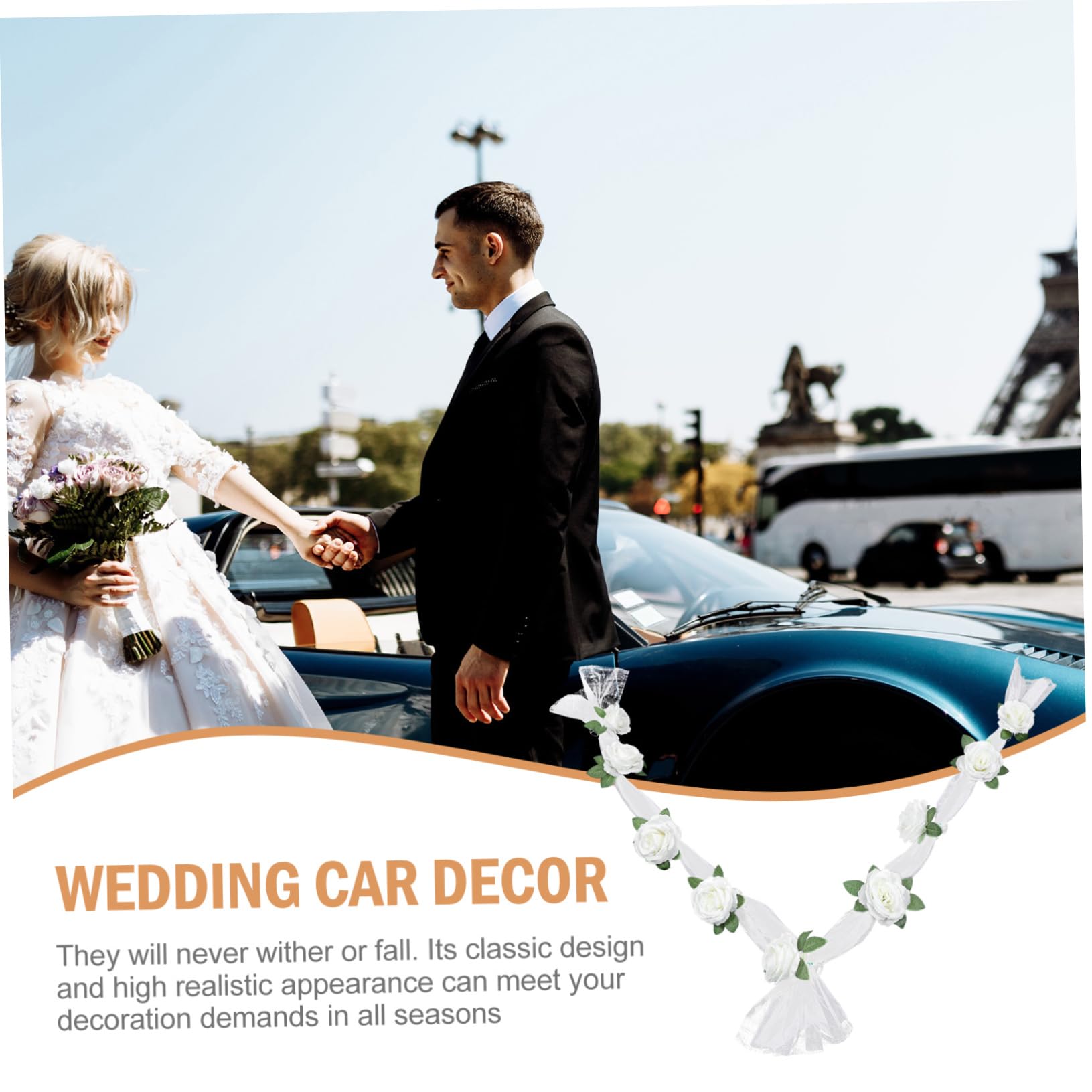 Alipis 3 Sätze Hochzeit Autogürtel hochzeitsdeko für Auto Hochzeitsauto Dekoration Tür Braut Anordnung Autodeko Hochzeitsauto schmücken Hochzeitsautoverzierung Schleife