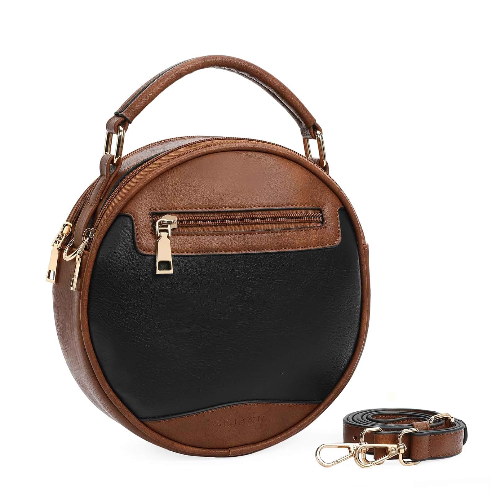 GOIACII Top-Handle Crossbody Bags for Women Soft Leather Trendy Purse Circle Handbags Small