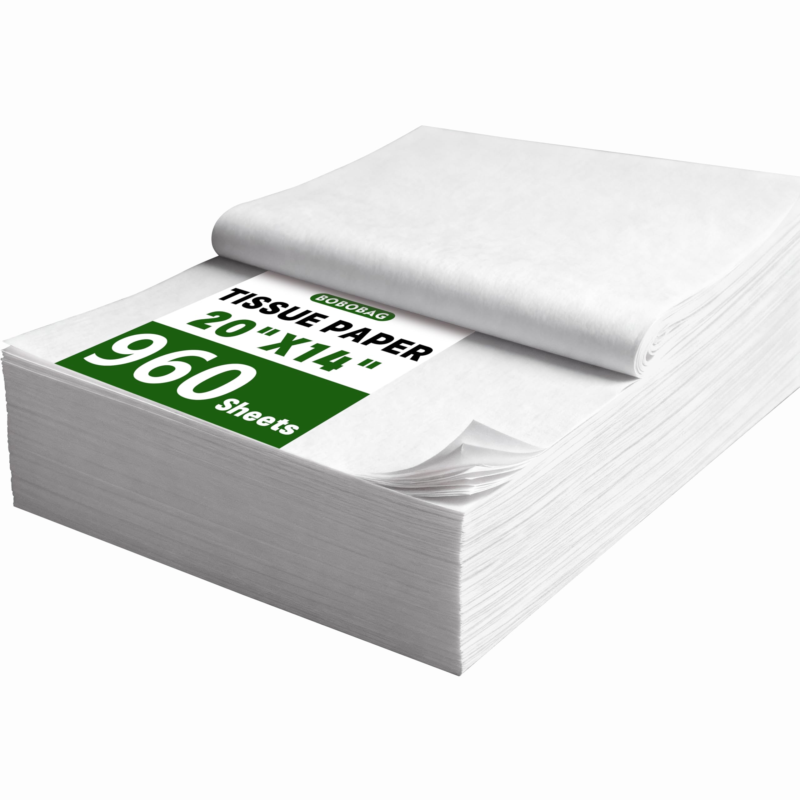 Seidenpapier, 960 Blatt, 50,8 x 35,6 cm, Weiß, für Geschenktüten, Hochzeiten, Geburtstage, Partys, Dekoration, Bastelpapier, Weiß 960