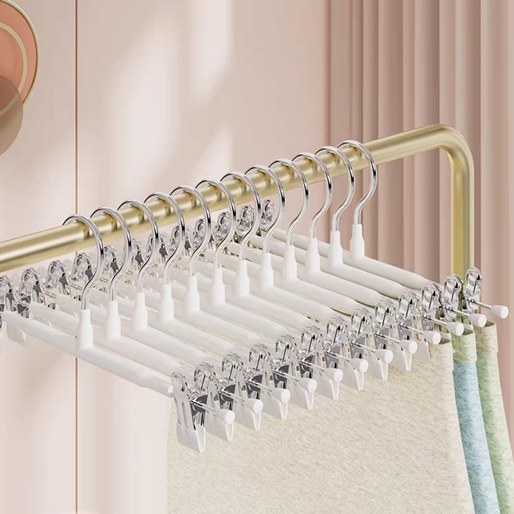 Supmaker 20 Pack Trouser Hanger, 30cm Pants Hangers Space Saving Skirt Hangers with Adjustable Clips,Heavy Duty Clothes Coat Garment Jeans Hangers — image 1