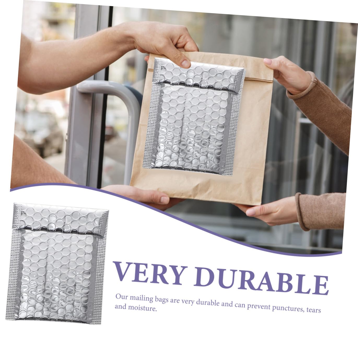 DOITOOL 100 Selbstklebende Gepolsterte Versandtaschen aus Silberner Pe Aluminiumfolie mit Luftpolster 100 Stück Reißfest und Manipulationssichere Versand Luftpolsterumschläge für Büro