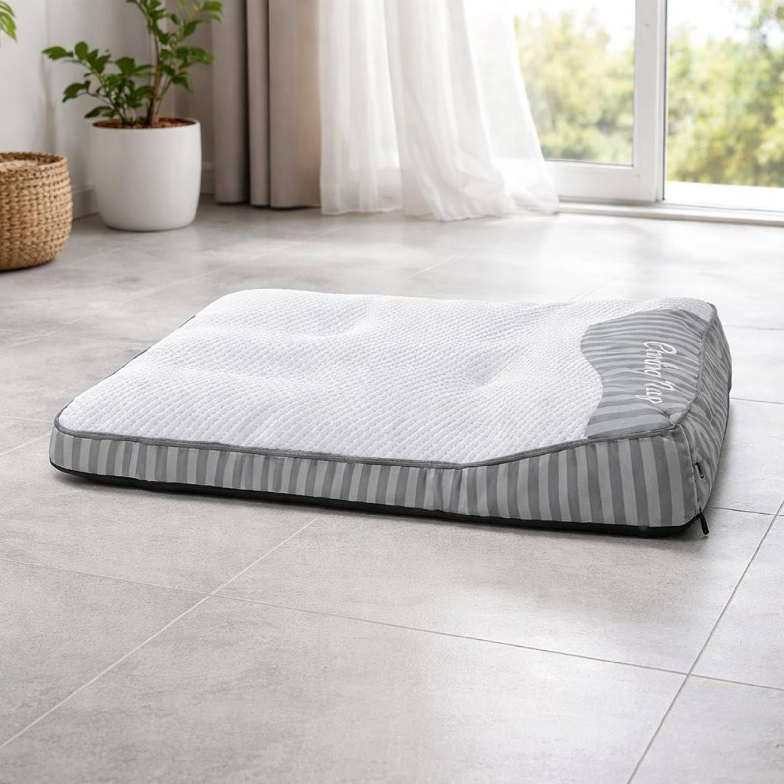 Colchoneta Fresco Relleno de Espuma Cama para Perros Lavable, Gris Plata, 2XL-120x95x15 Cm