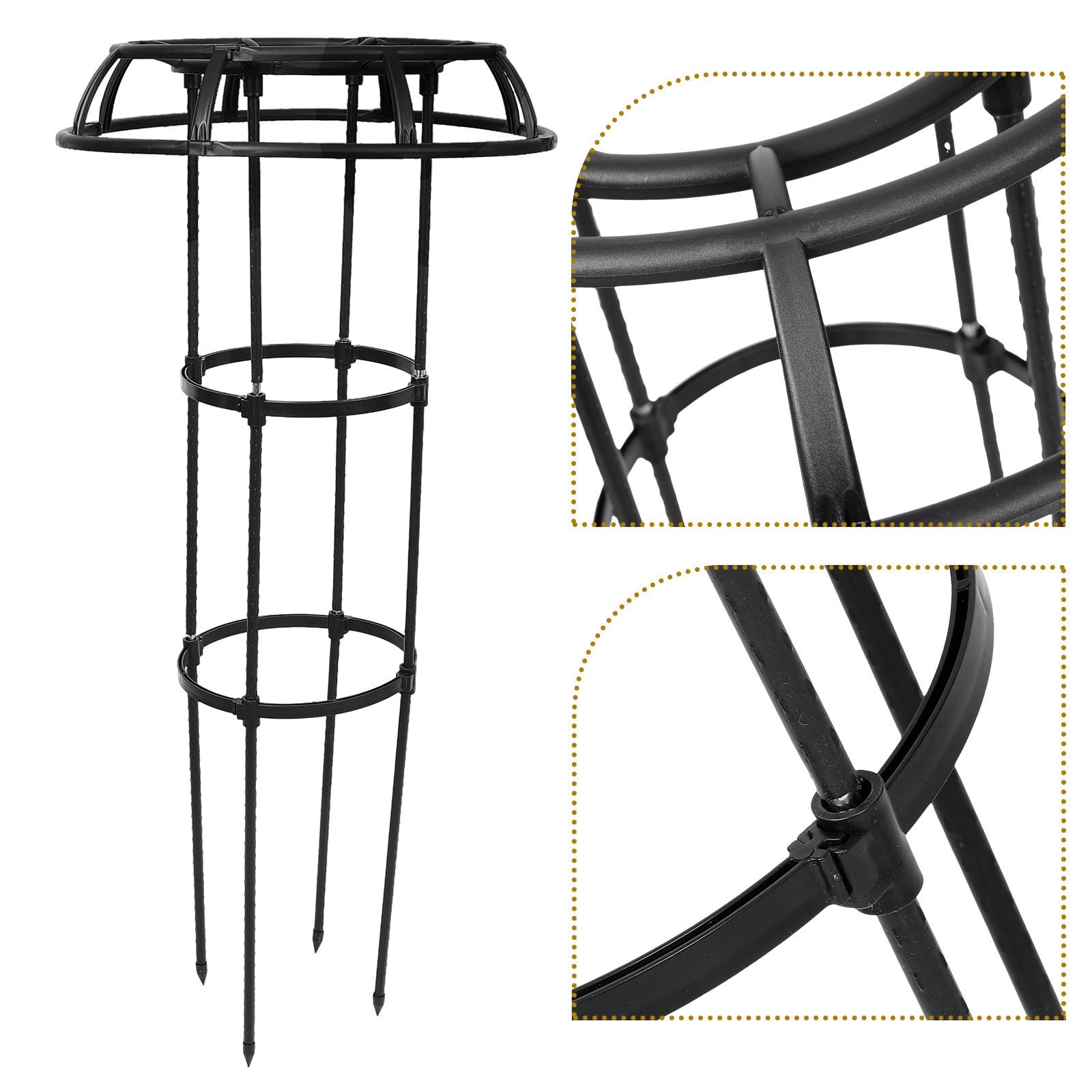 POPETPOP Enrejado Negro 25.4 Soporte para Plantas en Interiores Plástico Recubierto de Hierro y PP para Plantas Trepadoras Interior y Exterior