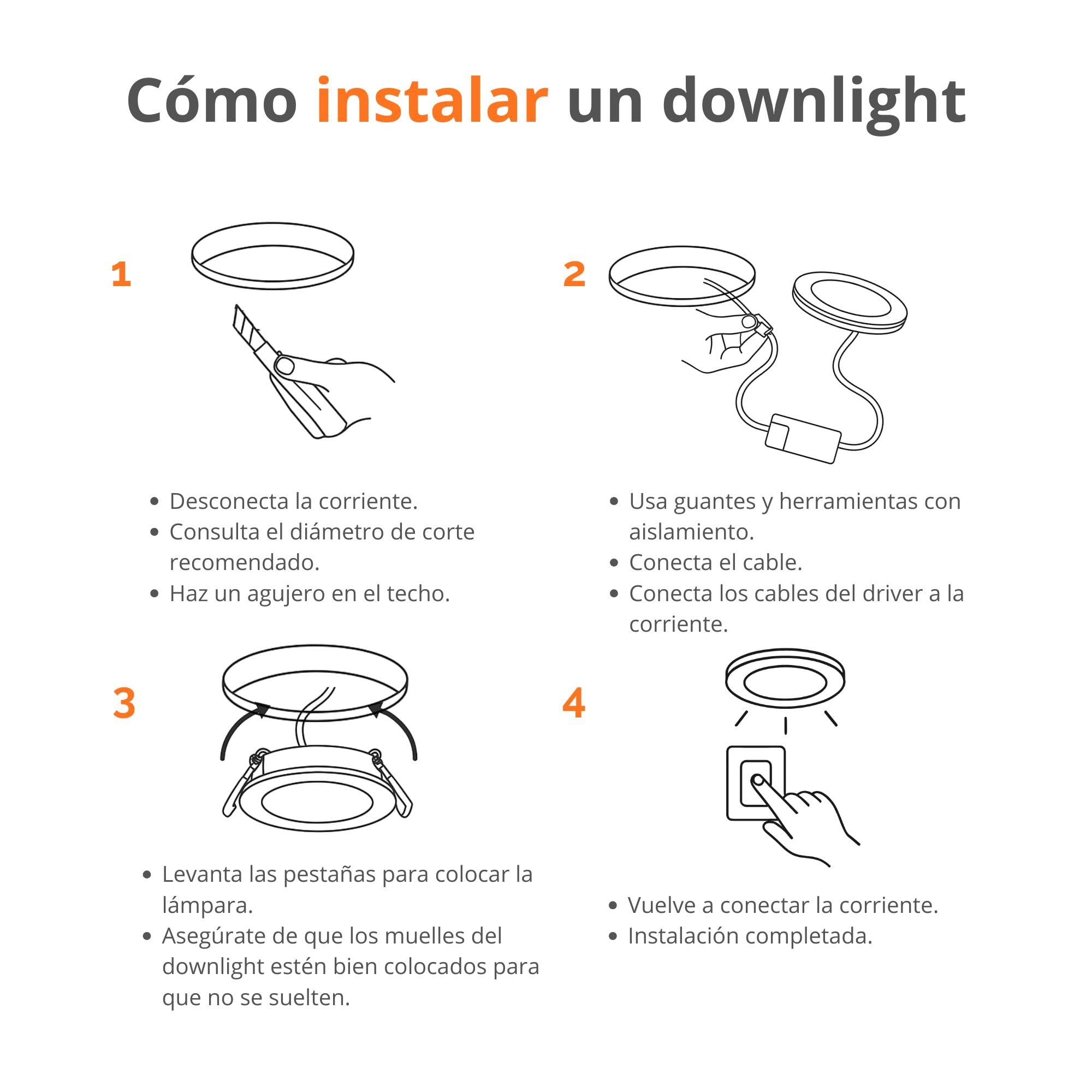 Jandei – Pack x 5 Downlights LED Empotrable Redondo, 18W, 1500 Lúmenes, Extraplano 13 mm, Orificio de Montaje Ø200-205 mm, con Transformadores Incluidos (Blanco Frío 6000k)