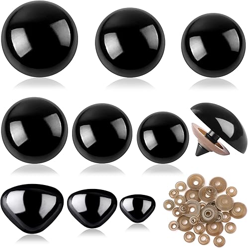 Miniatura 9 de UPINS 180 piezas de 10-20 mm de ojos y narices de seguridad grandes con arandelas para ojos de animales de peluche amigurumi, ojos de muñeca