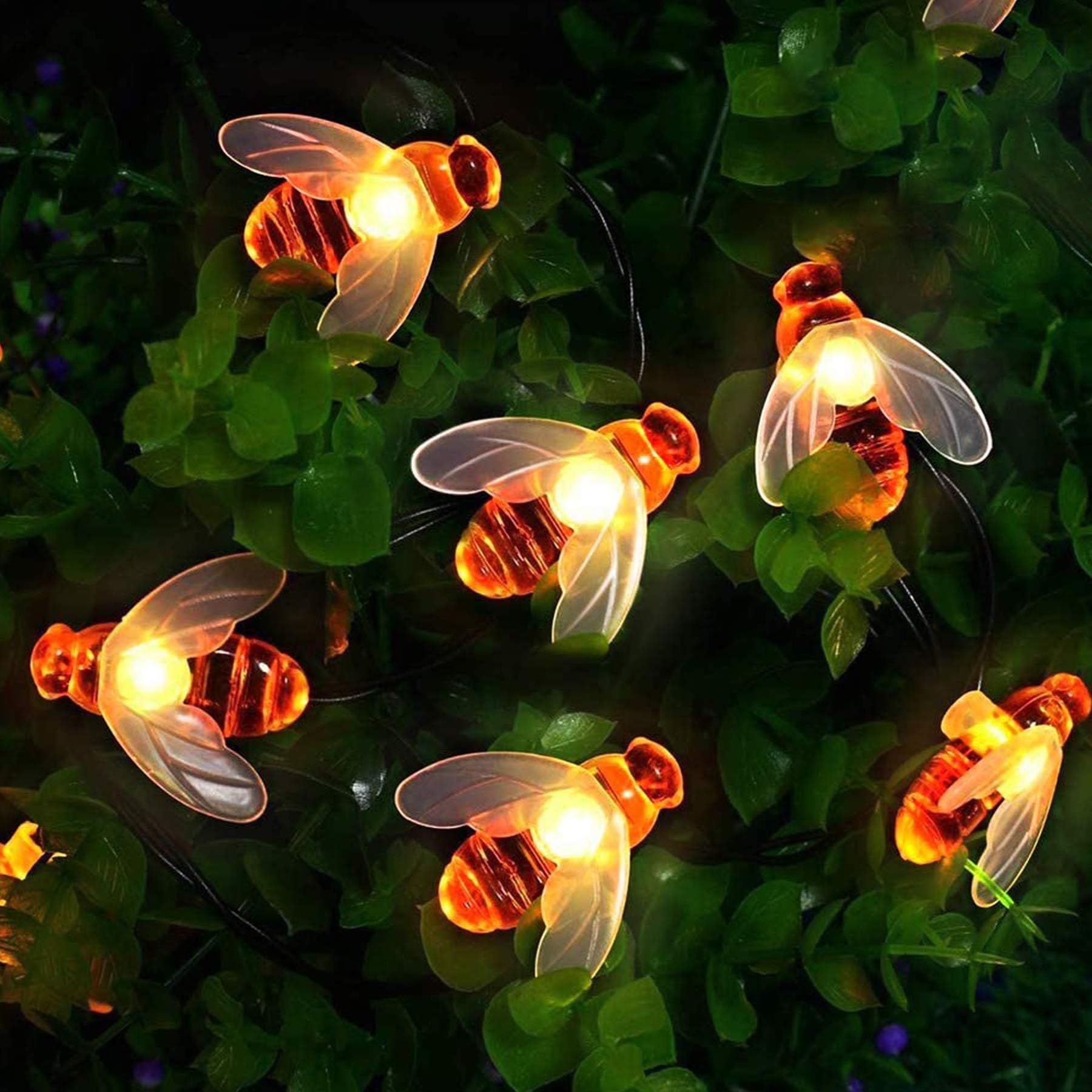 Augone [50 LED] Solar Fairy Lights Outdoor, 7 m, 8 Modes, Bee Lights, Fairy Lights, Solar Outdoor Weatherproof, for Garden, Patio, Christmas, Parties (Warm White)