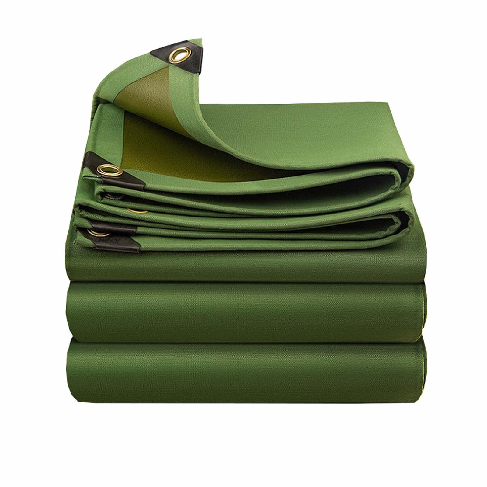 SRHIMEOS 4' x 10' Heavy Duty Green Canvas Tarp, Waterproof Camping Tarps Cover with Rustproof Grommets, 30 Mil Thickness Tarpaulin for Outdoor Pool,