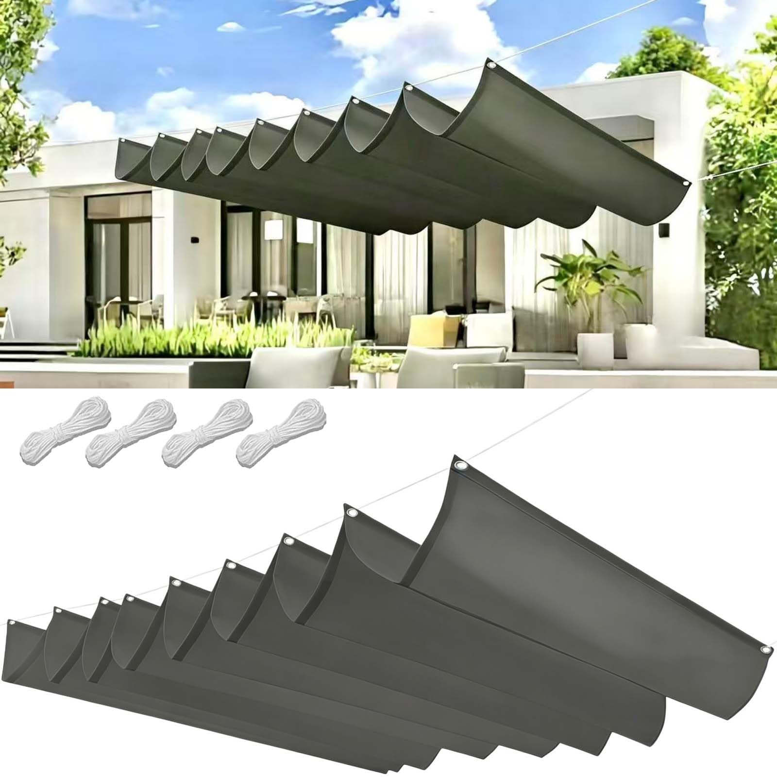 Markiza Przeciwsłoneczna 50x220cm Regulowany Na Zamówienie Żagiel Przeciwsłoneczny Do Pergoli Z Oczkami I Sznurkiem Do Ogrodu Zewnętrznego, Patio, Trawnika, Jasny szary