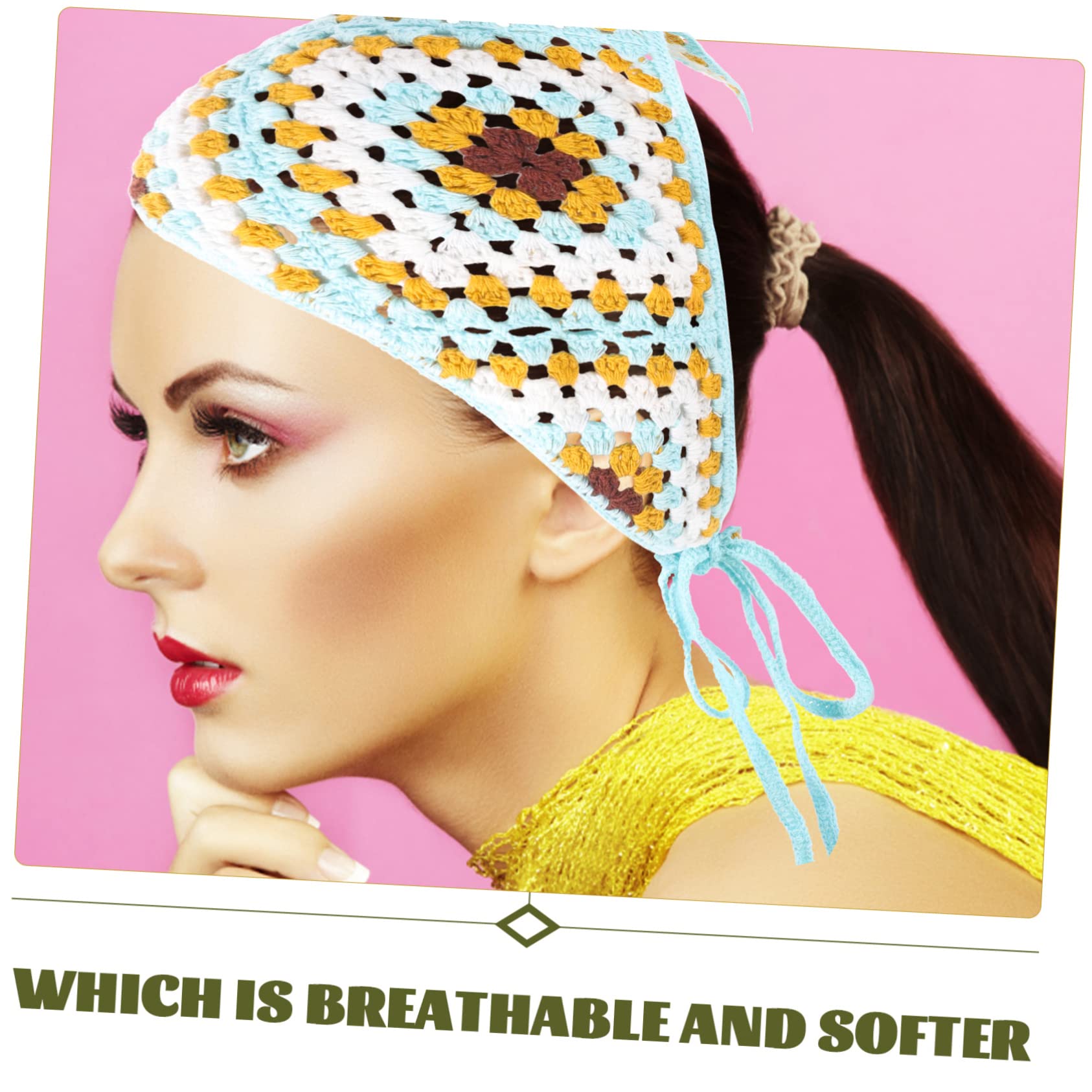 FRCOLOR 3 Piezas Diadema Triangular Pañuelos De Pelo Para Mujer Lazos Para El Cabello Para Mujeres Pañuelo Pañuelo Pelo Triangular Floral De Ganchillo Toalla Tejer Enfermero Tela