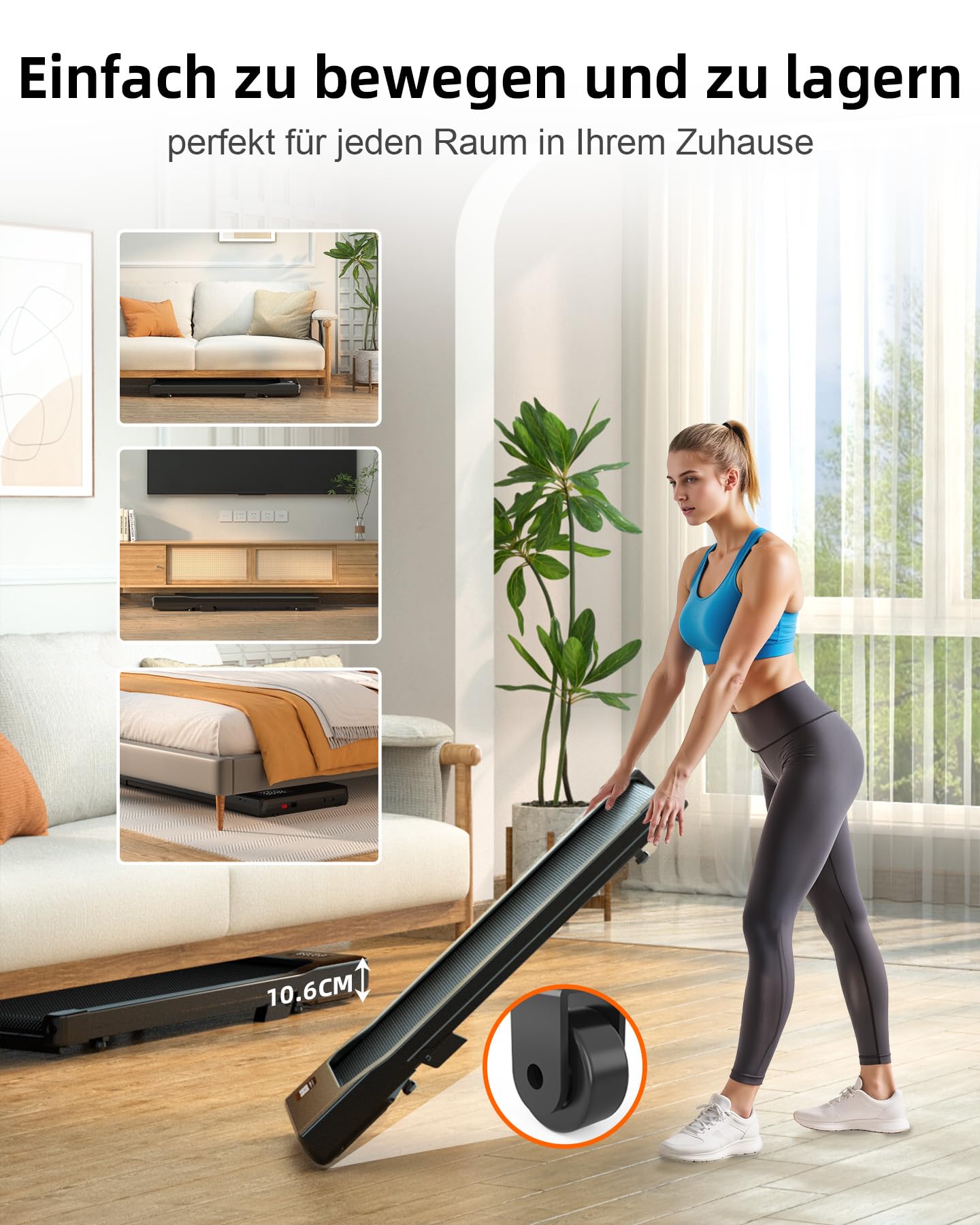 Copant Walking Pad mit Steigung 6%, Laufband für Zuhause 136KG mit App-Steuerung, 6 km/h & 12 km/h Laufband Schreibtisch Leise & Büro mit Profikurse und Mehrspieler-Turniere