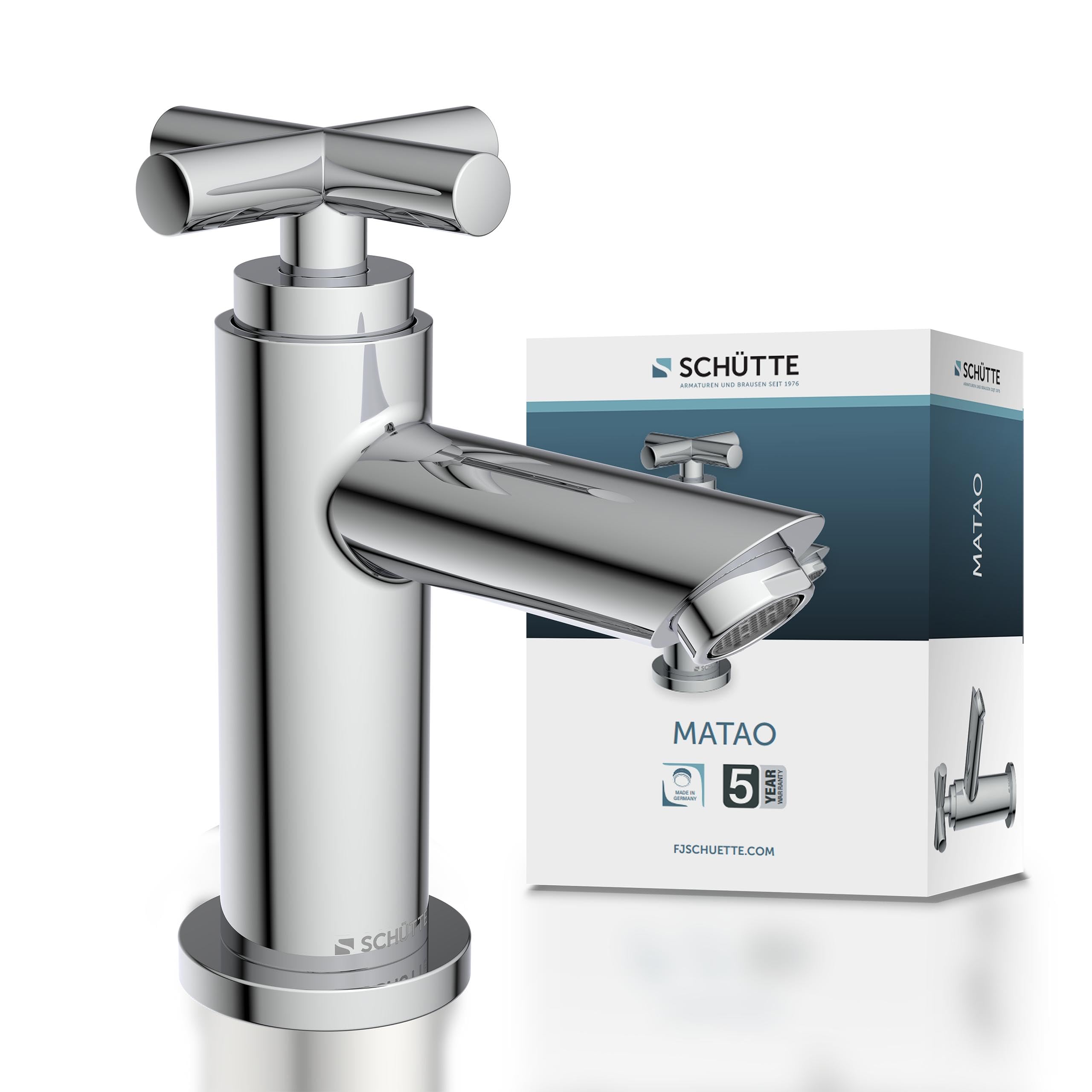 Schütte MATAO, Bagno Solo per Acqua Fredda, Rubinetto a Pedale con Maniglia a Croce Chic, 37956, Cromato