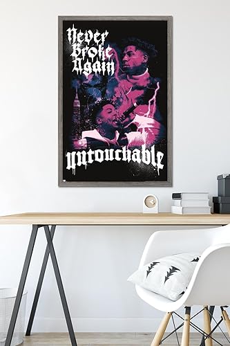 Miniatura 6 de Trends International NBA Youngboy - Póster de pared intocable, 22.37 x 34.00 pulgadas, versión enmarcada de madera de granero