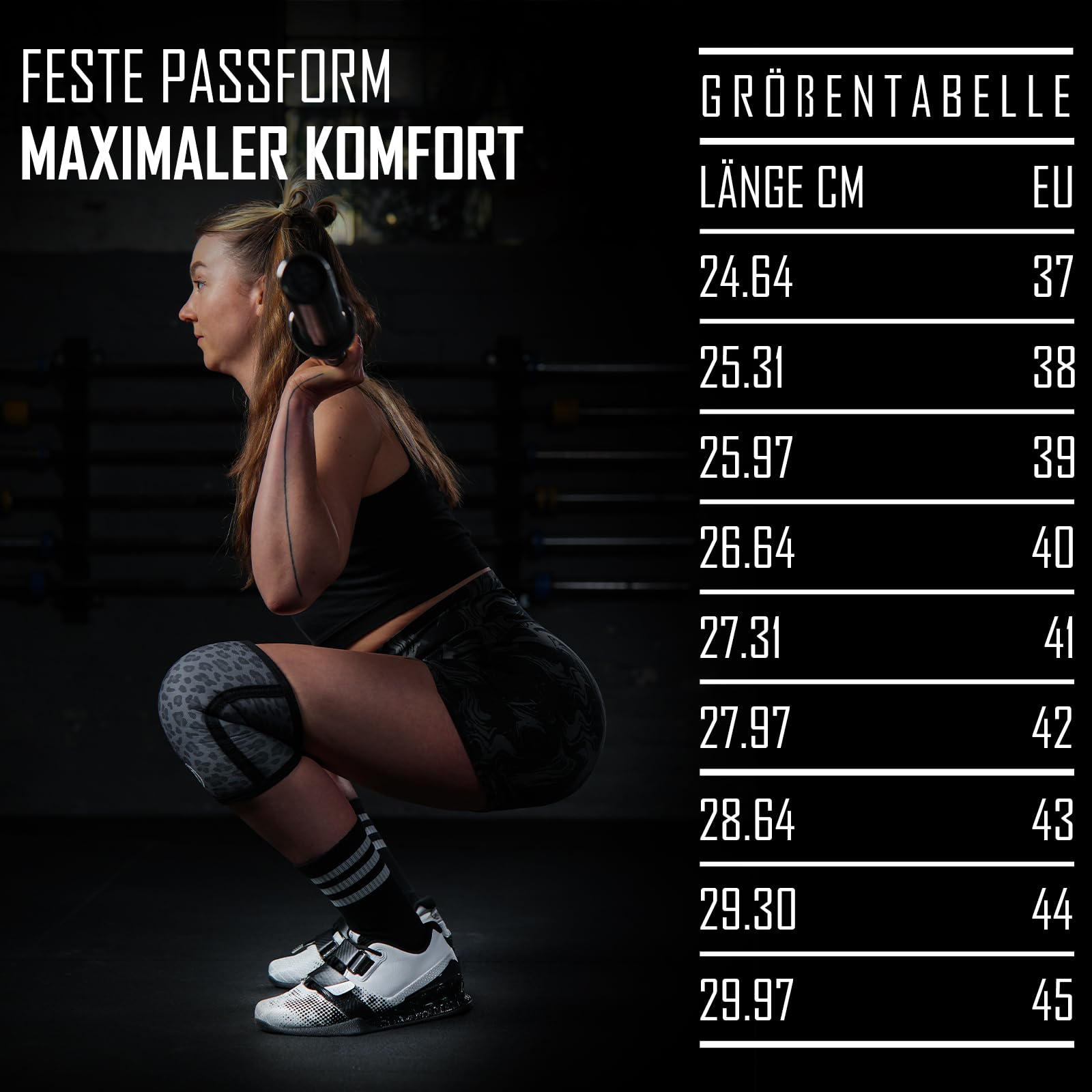 Strength Shop 1 Paar, Gewichtheberschuhe Herren & Damen mit Hartplastik-Keilabsatz (2,3cm), extrem rutschfest & stabil, Weightlifting Shoes mit starrer Gummi/TPU Sohle & Doppelverschluss