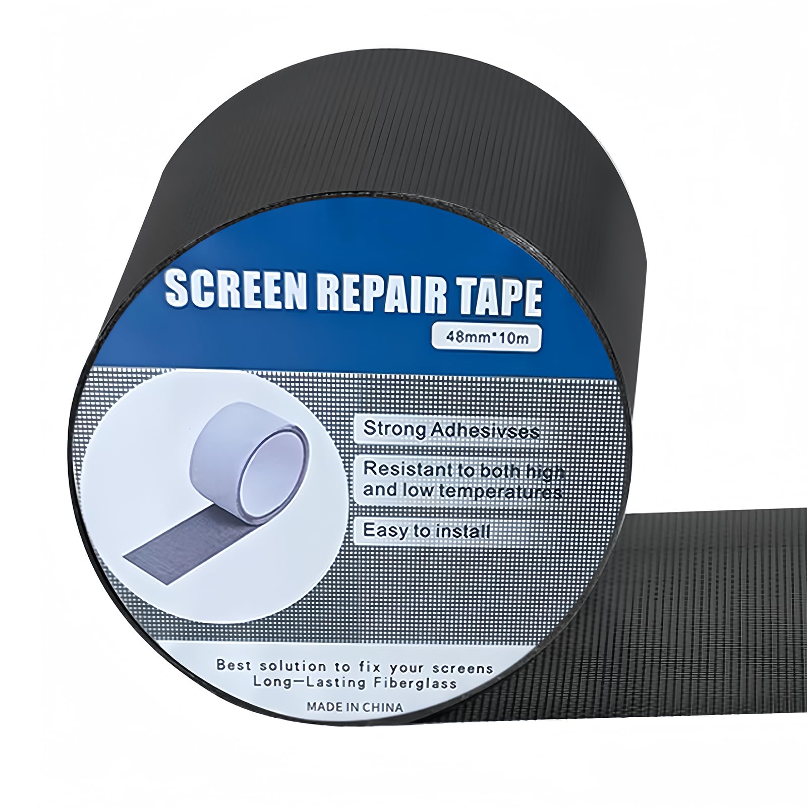 Black Window Screen Repair Kit Tape，2 in X 33 FT (394 in) Screen Patch Repair kit for Window Screen and Screen Door，Strong Adhesive Waterproof and Dustproof Tape Fiberglass Covering Mesh