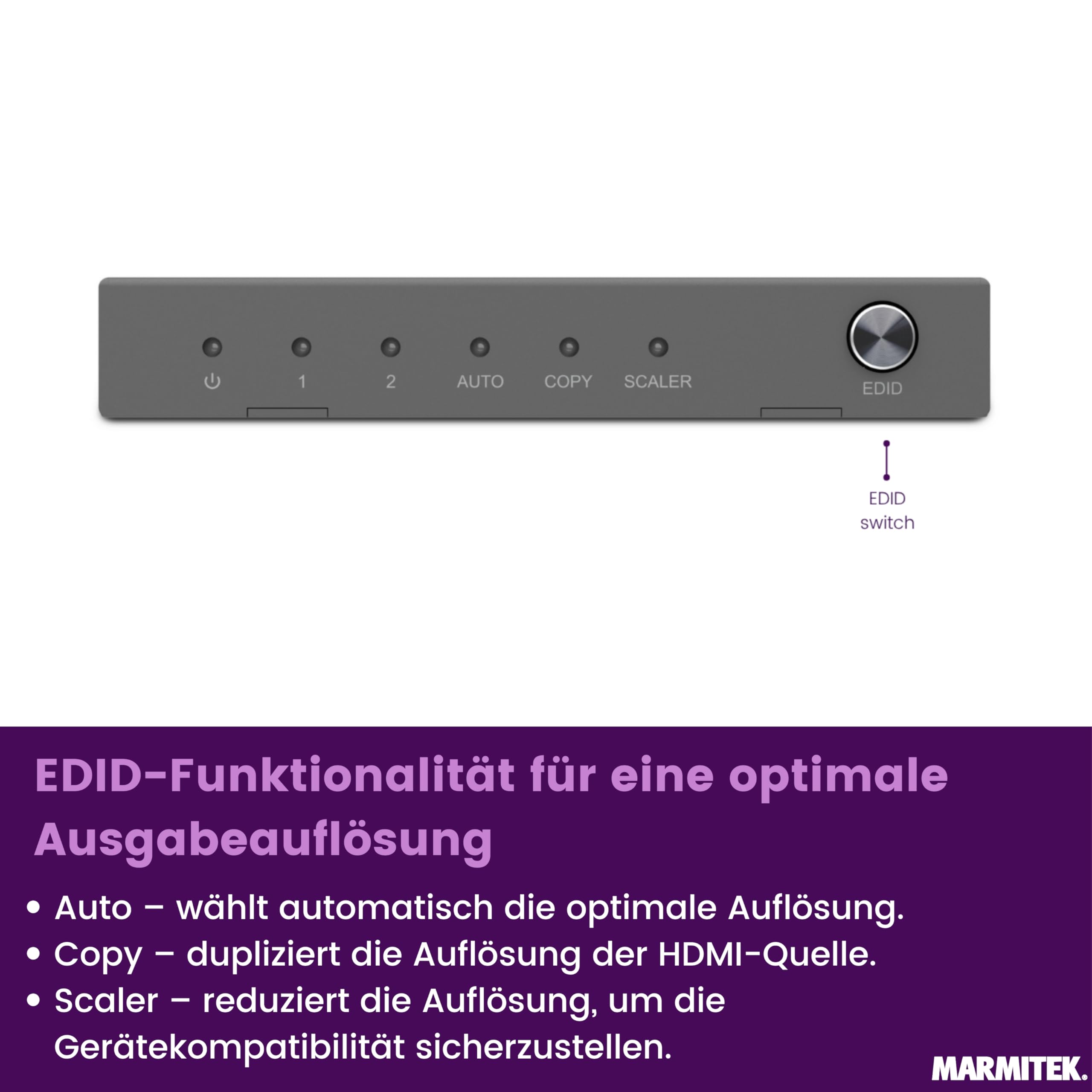 Marmitek Split 612 Pro - HDMI Splitter 4K60 1 EIN 2 Aus UHD HDR EDID TV
