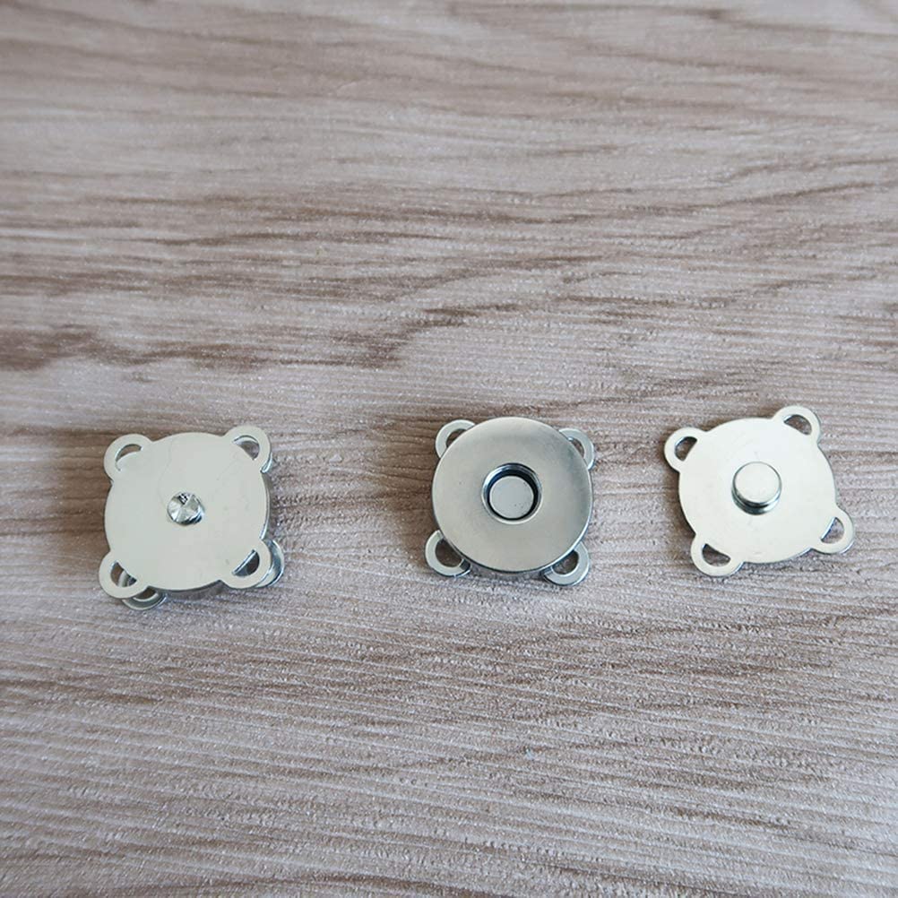 WAFJMAF 10 sets naaien in magnetische pruim bloesem zak knop, drukknopen, sluitingen, geweldig voor portemonnees tassen kleding (18mm, zilver