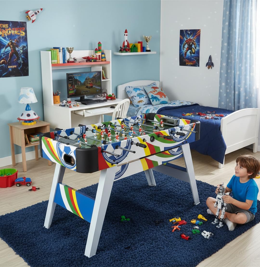Baby-Foot Fun en Bois 119,5x60,5x81,5 cm avec Pieds Réglables