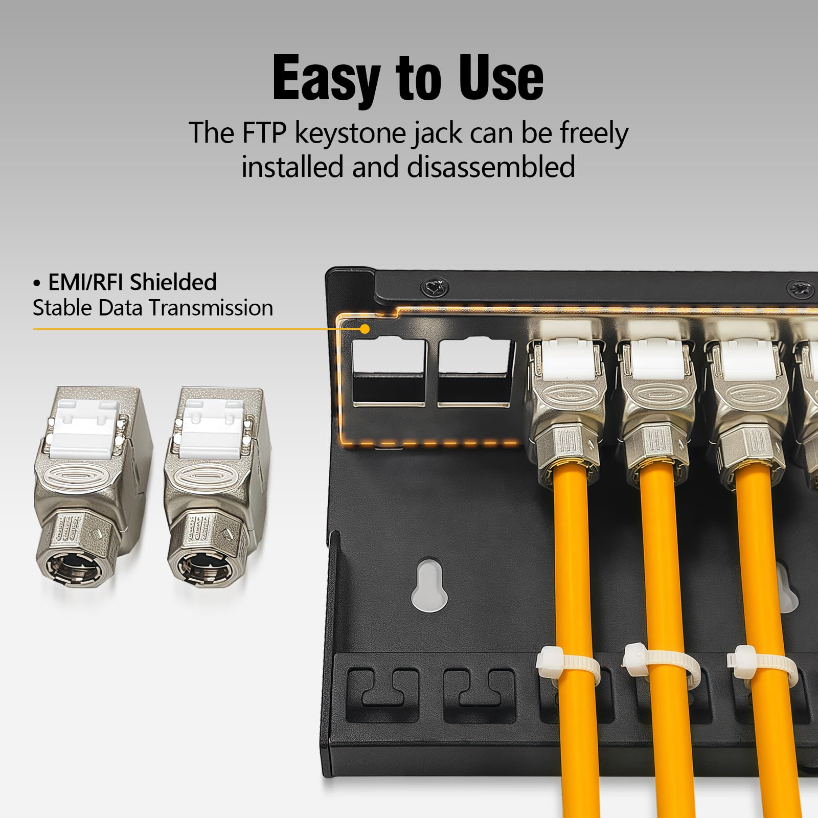 6 Port Patchpanel - 6x Cat7 RJ45 Keystone Jack Modul Patchfeld 1 HE STP 10 Gbps Kompatibel mit CAT6 CAT6a CAT7 Ethernet LAN-Desktop/Wandmontage-EC Zertifiziert