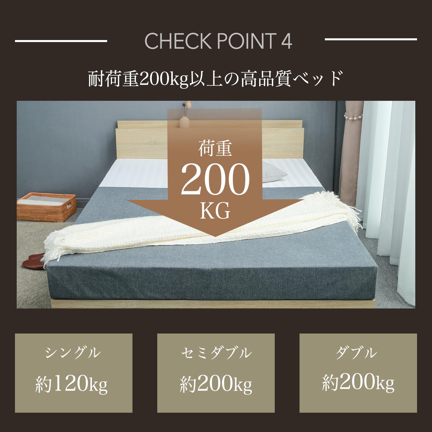 シングル 照明付き ベッドフレーム 収納空間 収納ベッド ナチュラル