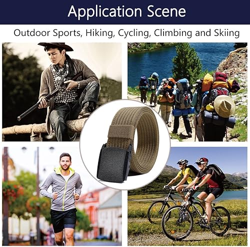 Miniatura 6 de Cinturón de nailon para hombre cinturón táctico militar cinturón de lona transpirable con hebilla de plástico para pantalones de 46 pulgadas