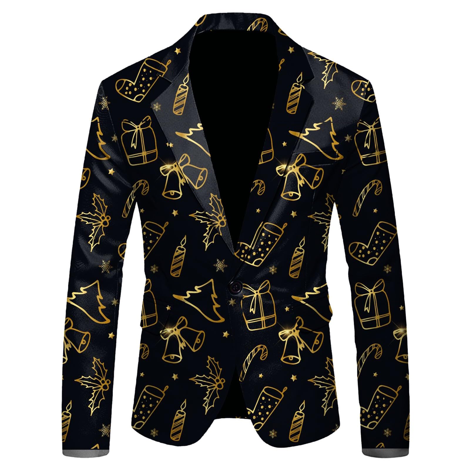 Generisch Giacca di Natale da uomo, slim fit, con motivo natalizio, giacca da lavoro, giacca sportiva e festiva