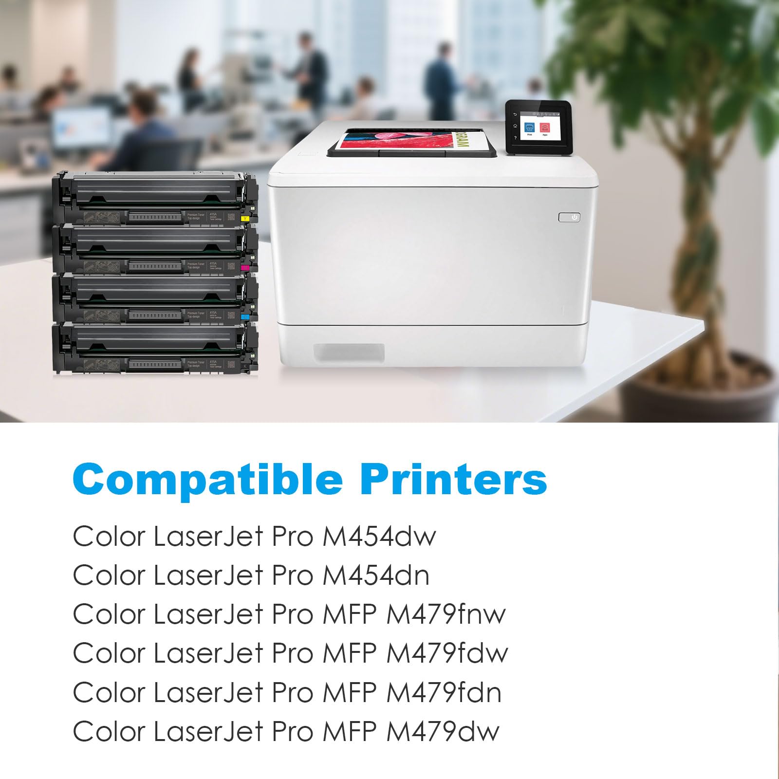 Cartuccia toner con chip 415A Multipack compatibile per HP 415A 415X per stampante HP Color Laserjet Pro MFP M479fdw M479dw M479fnw M479fdn M454dn M454dw W2030A (nero, ciano, giallo, magenta)