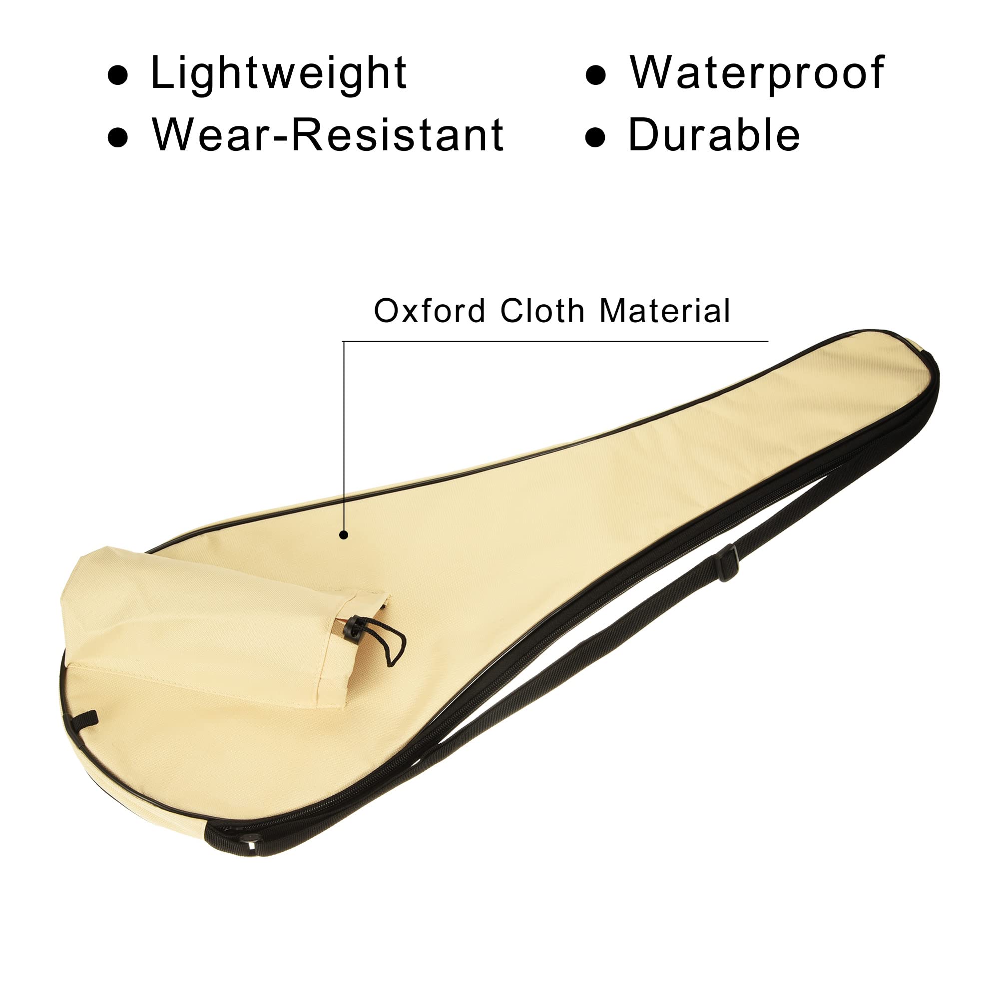 PATIKIL Bádminton Raqueta Cubierta, Raqueta Bolsa Pádel Transporte Bolsa con Ajustable Bandolera Correa Ligera Impermeable, Beige